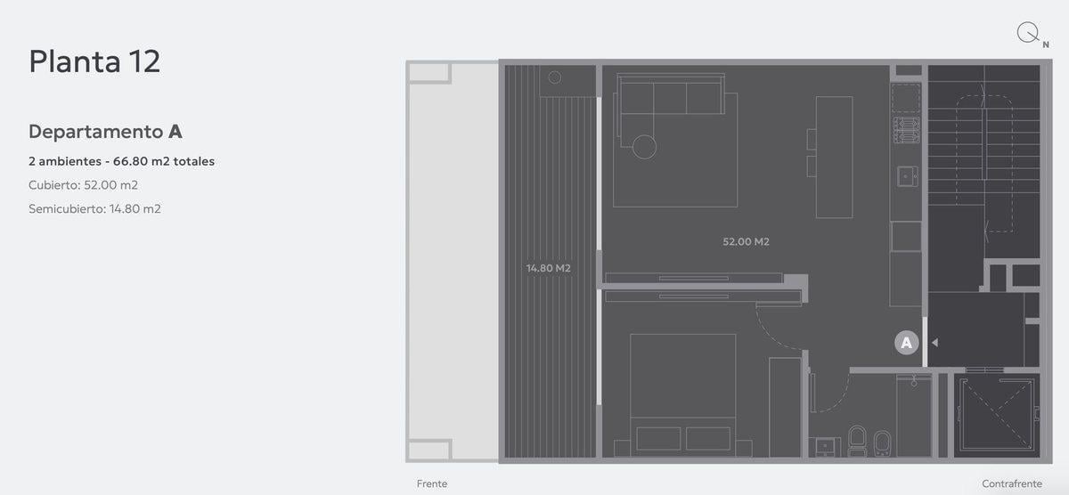 VENTA MONO EN POZO BALCON ATERRAZADO CON PARRILLA