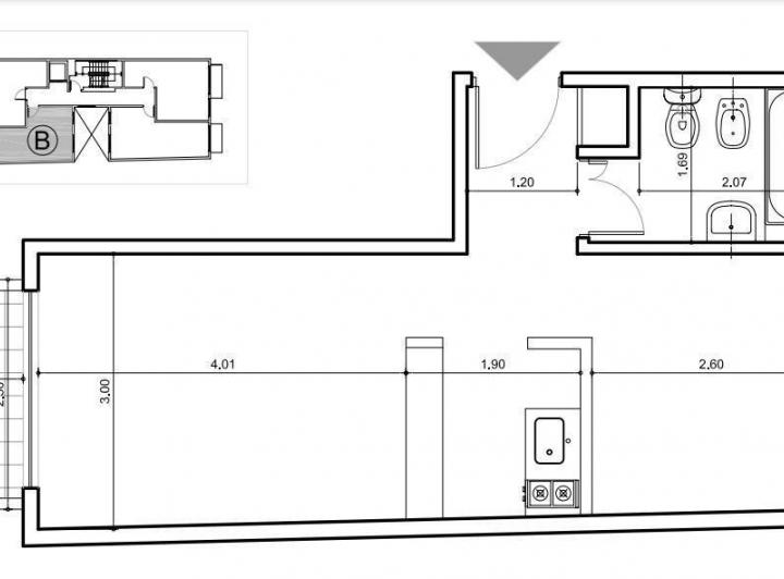 Departamento monoambiente en San Cristóbal a la venta