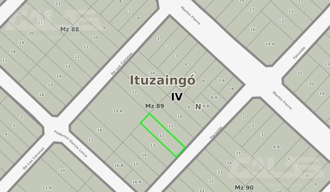 Excelente lote en Udaondo de 472 m², zona residencial y próximo al corredor Martín Fierro