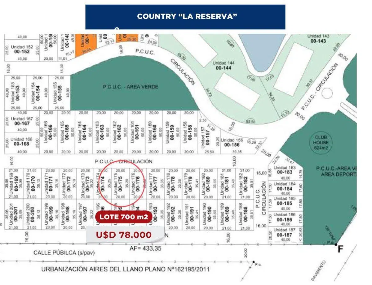 LOTE N°175 A LA VENTA EN  LA RESERVA (700 m2) 2