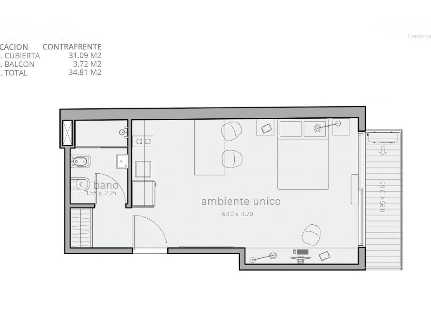 Foto de MONOAMBIENTE VENTA CABALLITO BALCON EDIF PREMIUM, imagen 3