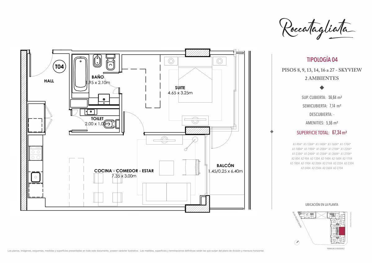 Belgrano R, Torre Palacio Roccatagliata - Venta Departamento de 2 Ambientes en Construcción