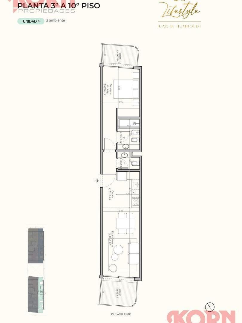 Foto de VENTA 2 AMBIENTES PASANTE CON BALCON AL FRENTE SOBRE JUAN B JUSTO |, imagen 4
