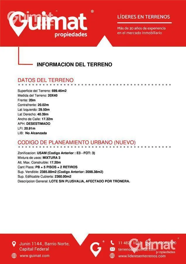 20 MTS DE FRENTE! - Villa Ortuzar - LIDERES EN TERRENOS - GUIMAT PROPIEDADES 4