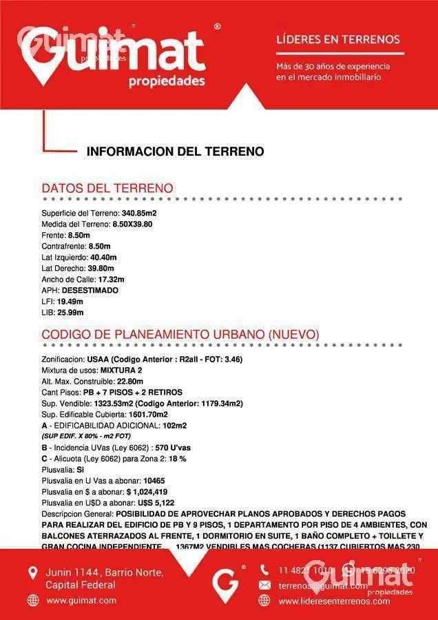 Terreno - Parque Chacabuco - LIDERES EN TERRENOS - GUIMAT PROPIEDADES 5