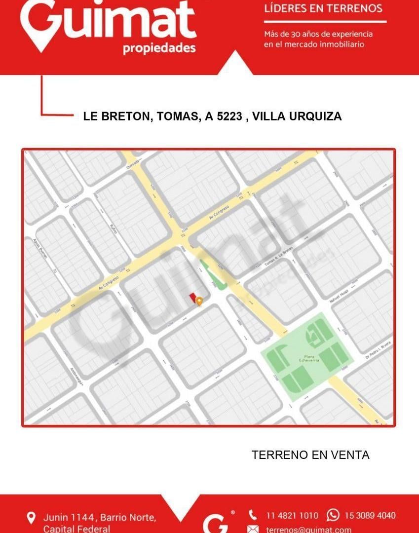 Excelente Terreno en Villa Urquiza- Lideres en Terrenos