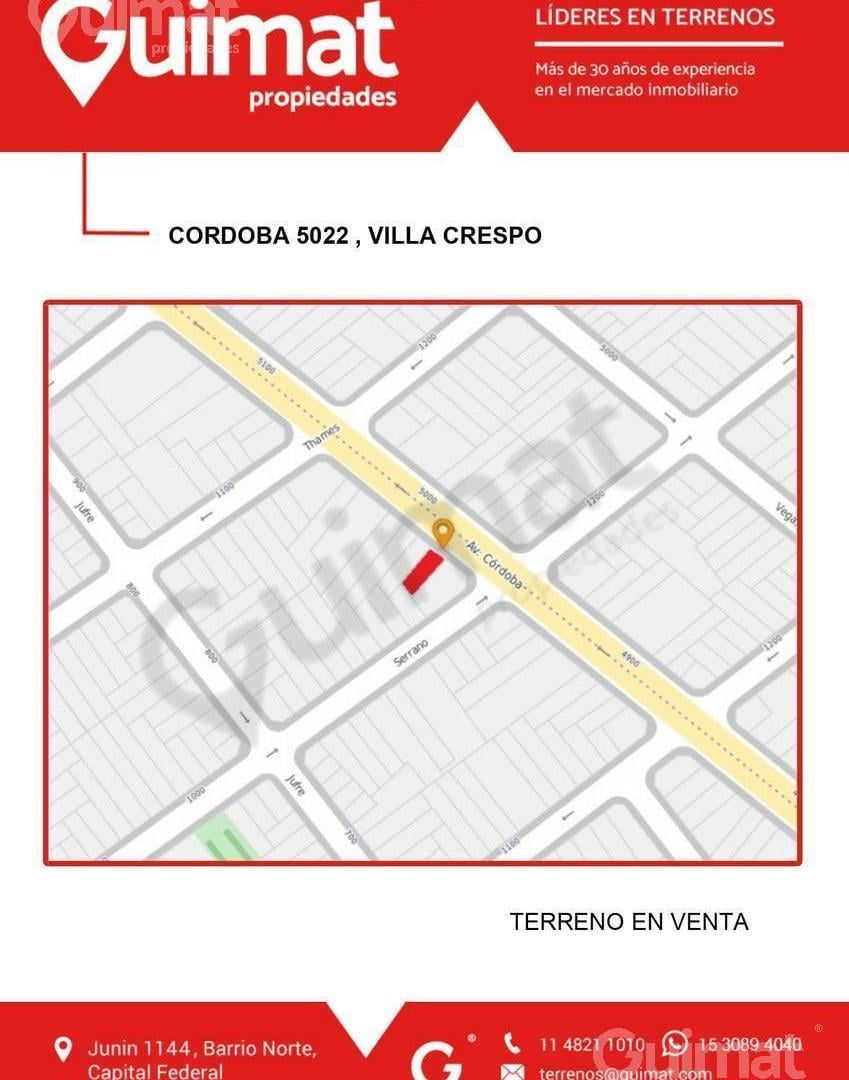 Excelente Terreno en Villa Crespo- Lideres en Terrenos