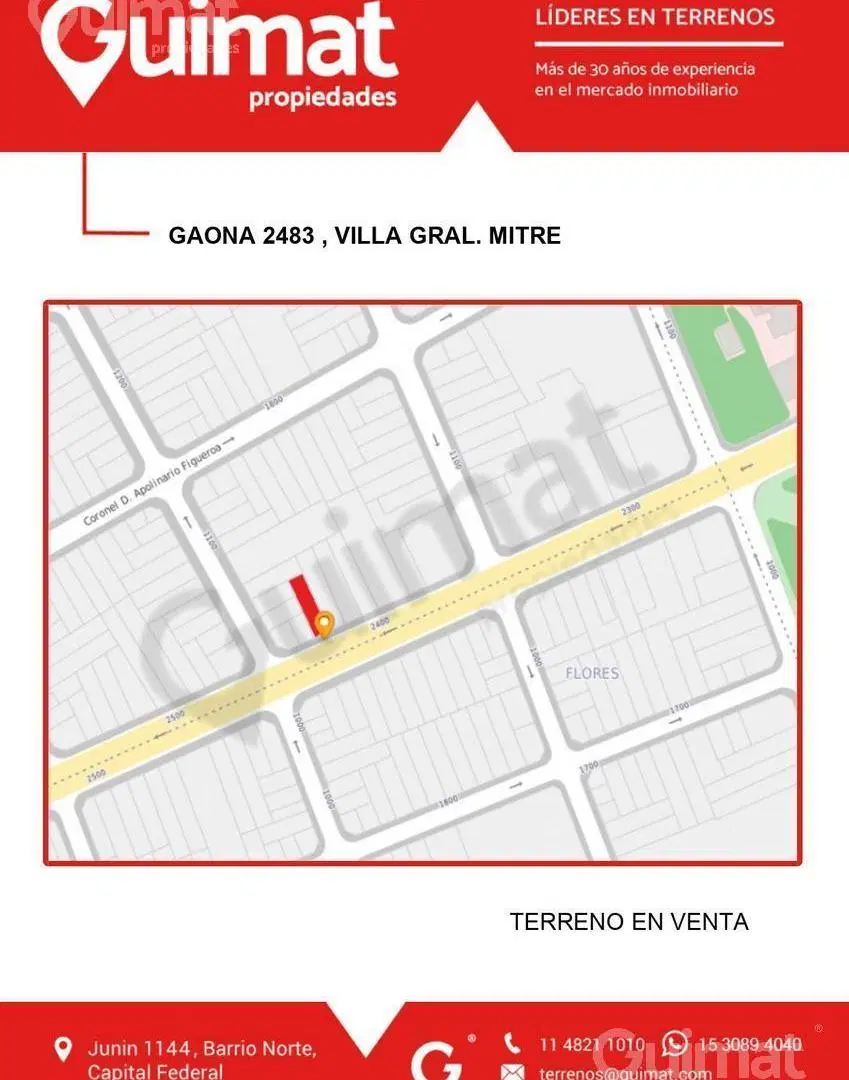 Excelente Terreno en Villa Gral. Mitre- Lideres en Terrenos 5
