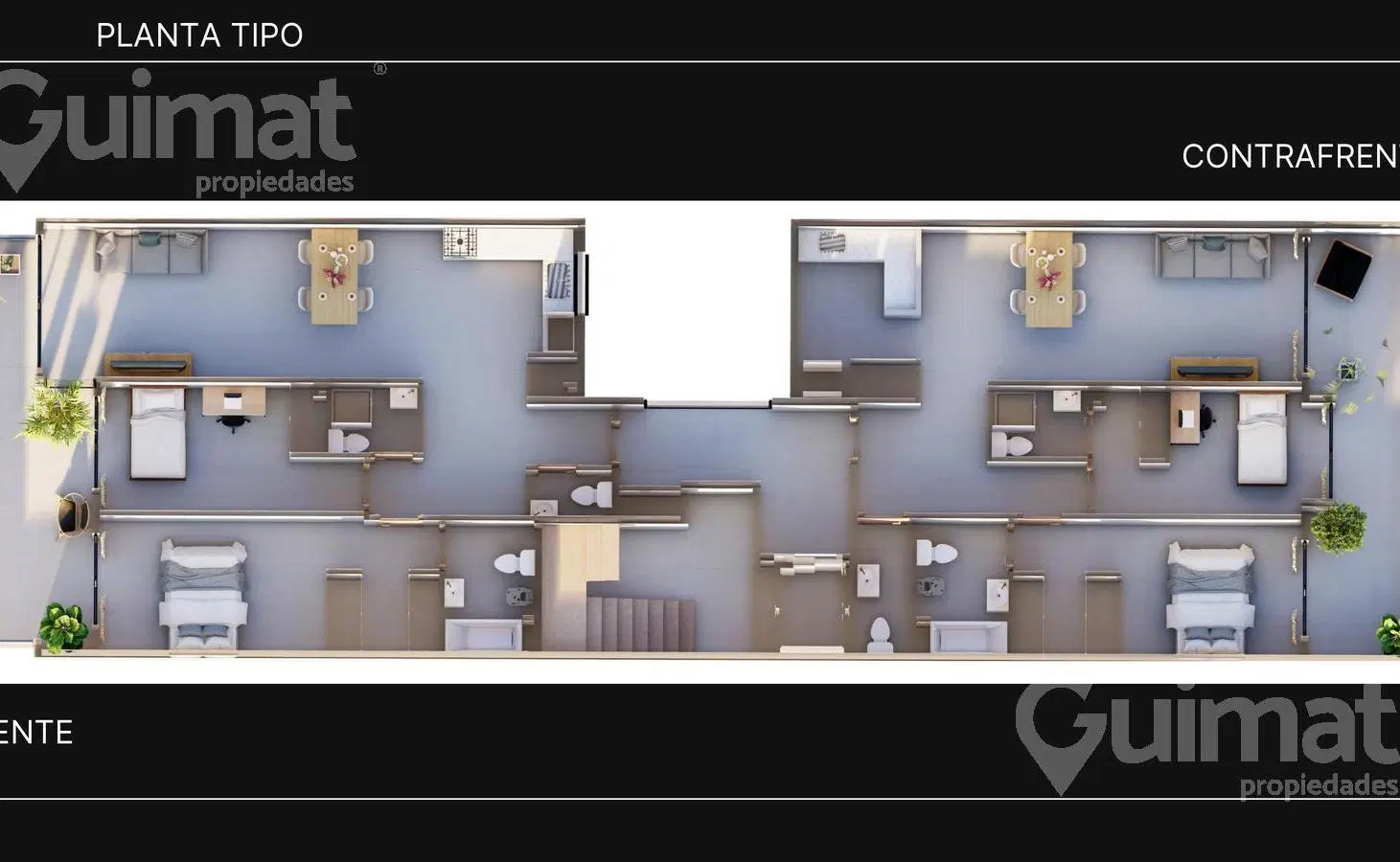 90m2 Semipisos de 3 Ambientes con balcon terraza, Blanco encalada y Tronador. 2