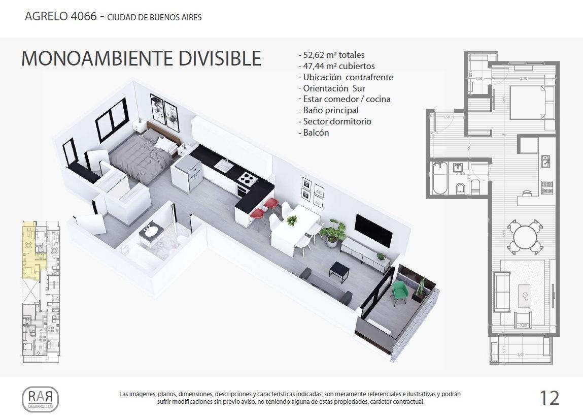MONOAMBIENTE DIVISIBLE - AGRELO 4066.