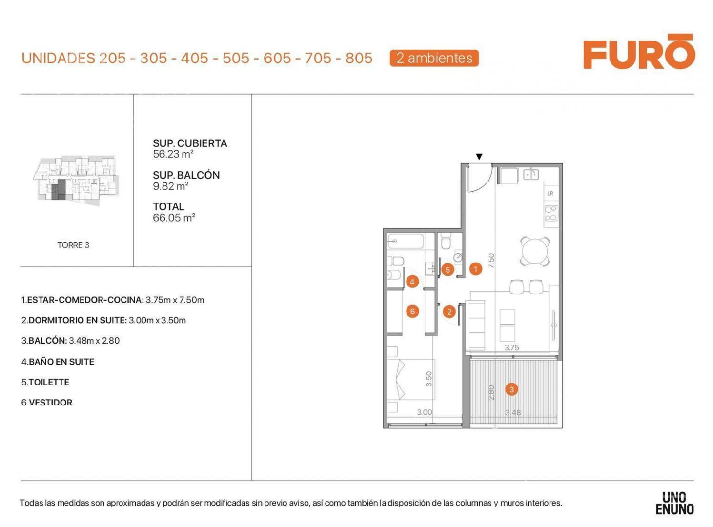 Departamento 2 Ambientes  en Furo Buenavista -Full Amenities