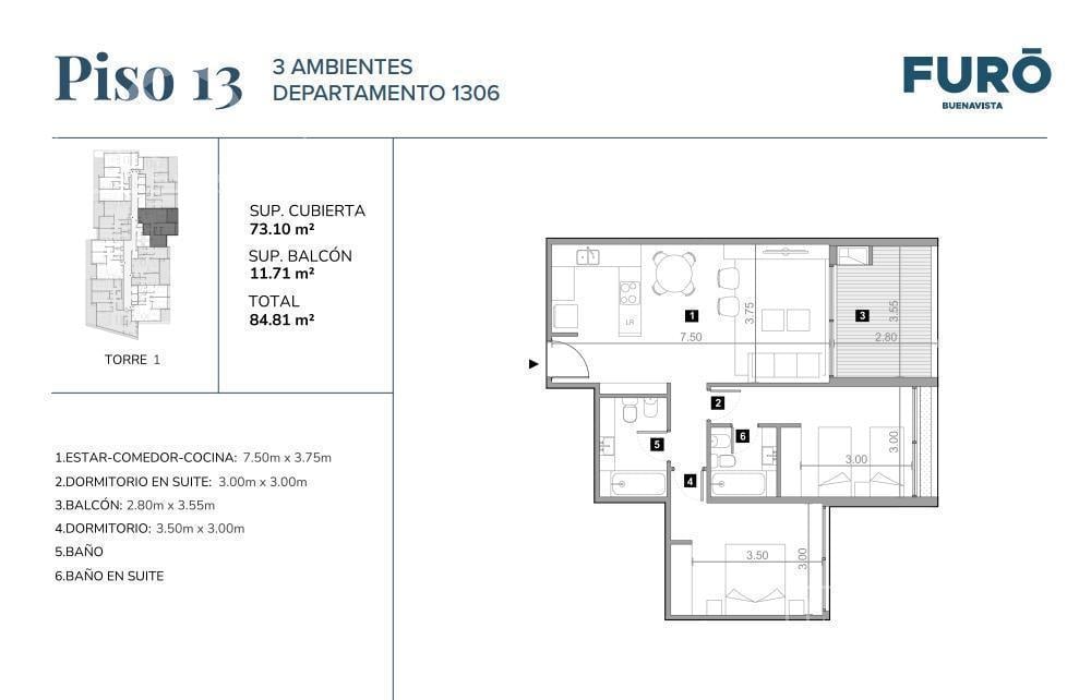 Departamento 3 Ambientes en Furo Buenavista - Full Amenities