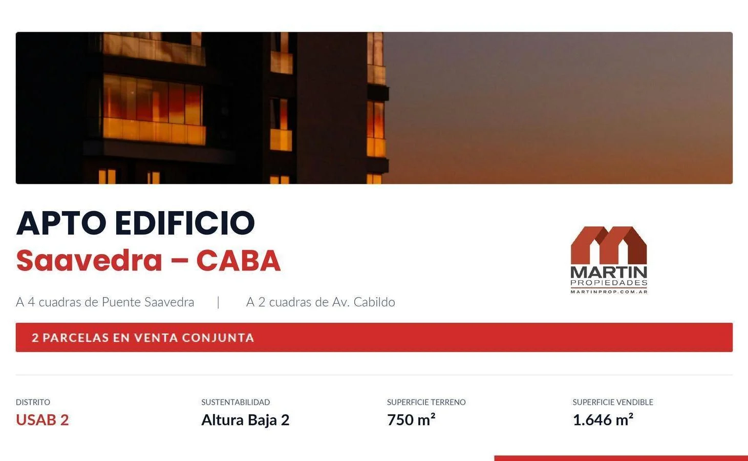 Terrenos en venta Apto Edificio Saavedra  cca Gral Paz y Av Cabildo