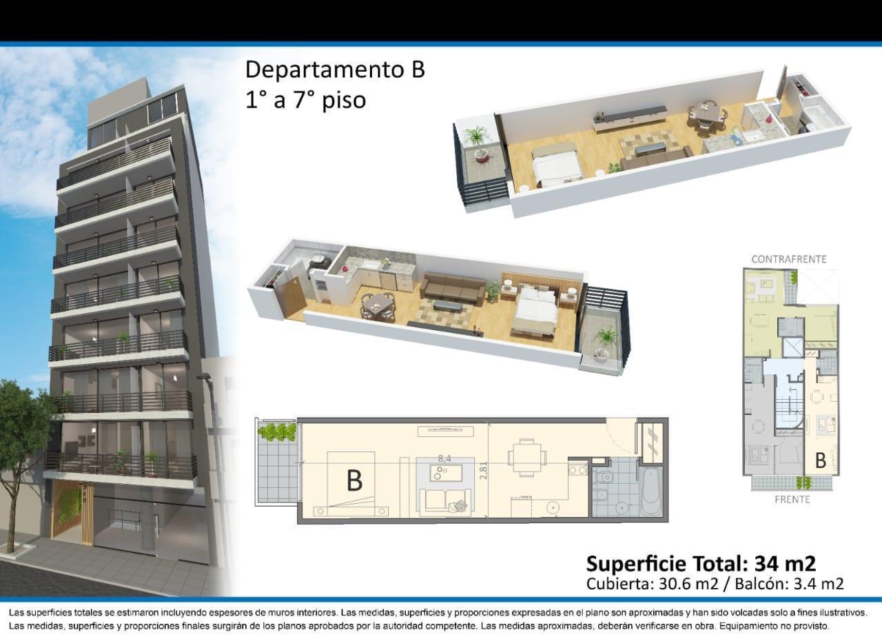 Venta de departamento de 1 ambiente en Palermo