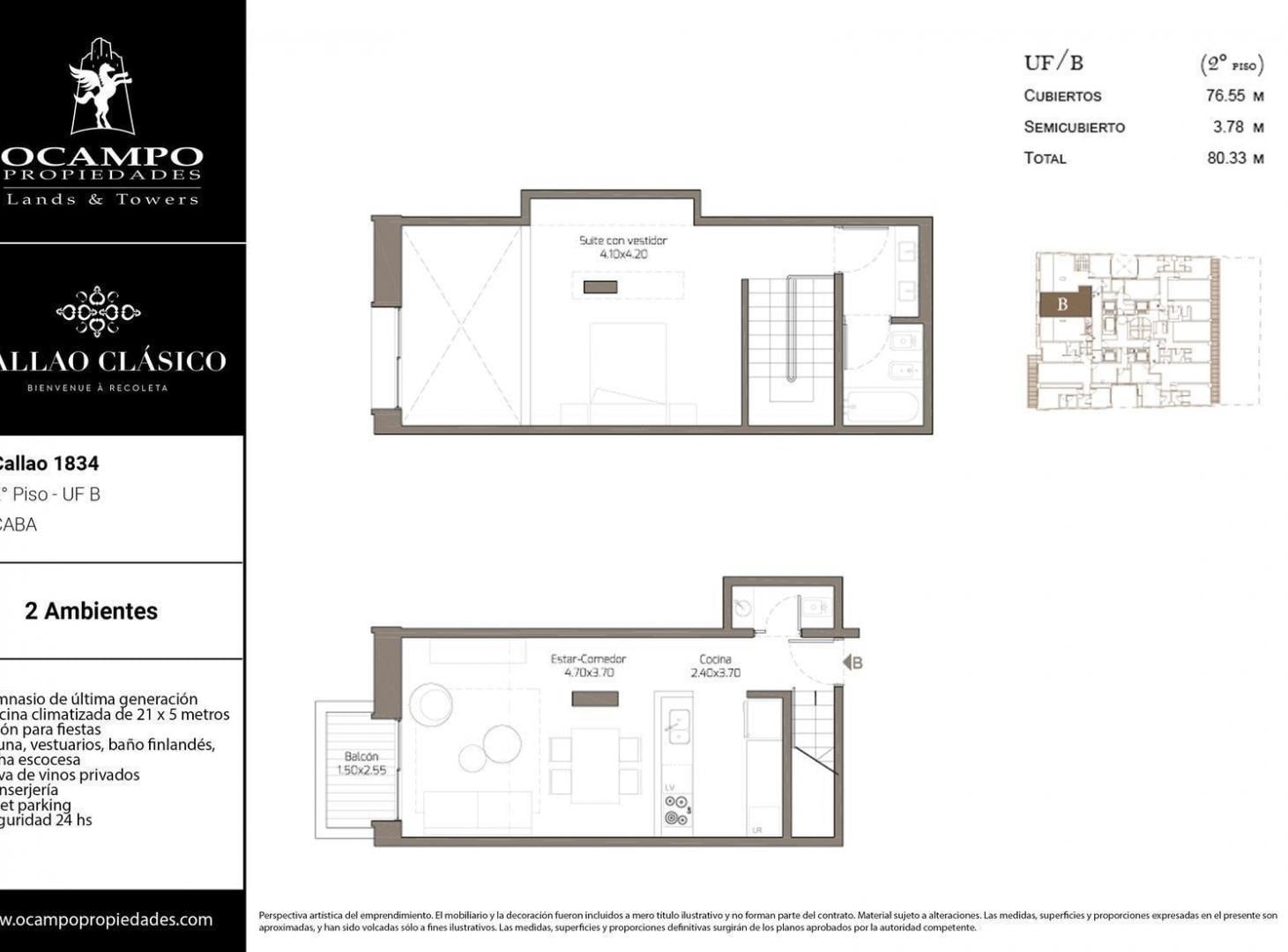 Venta de Duplex de 2 ambientes en Recoleta