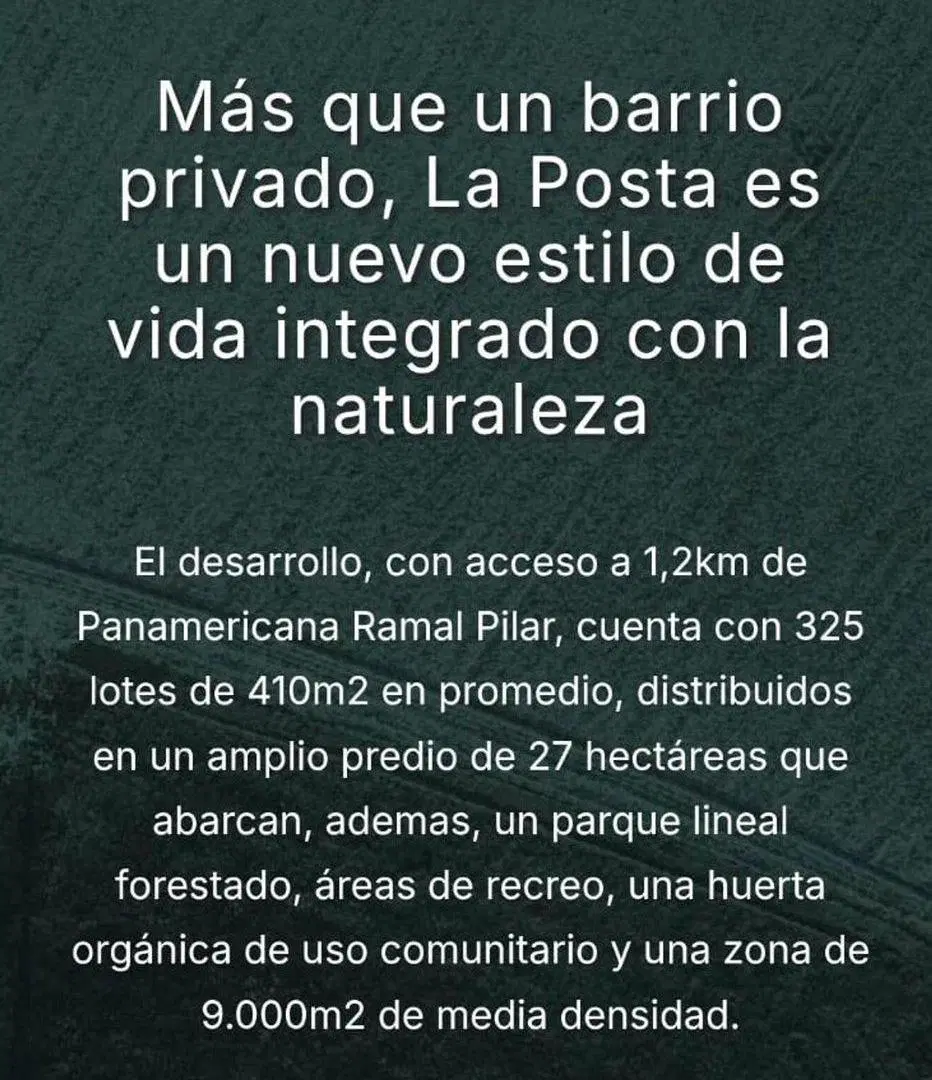 VENTA LOTE CENTRAL EN EL BARRIO LA POSTA DE PILAR 3