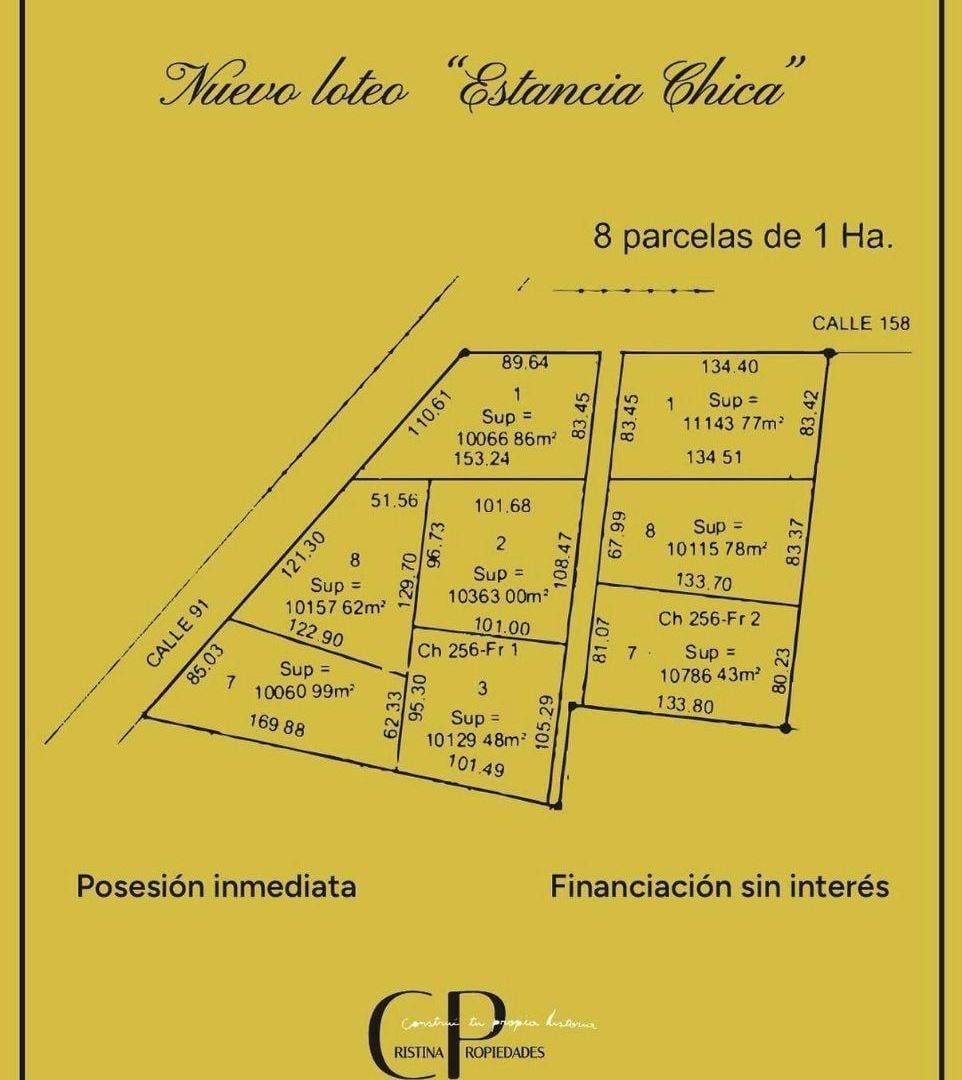 Estancia Chica! Barrio de charcas de 8 parcelas de 1ha.