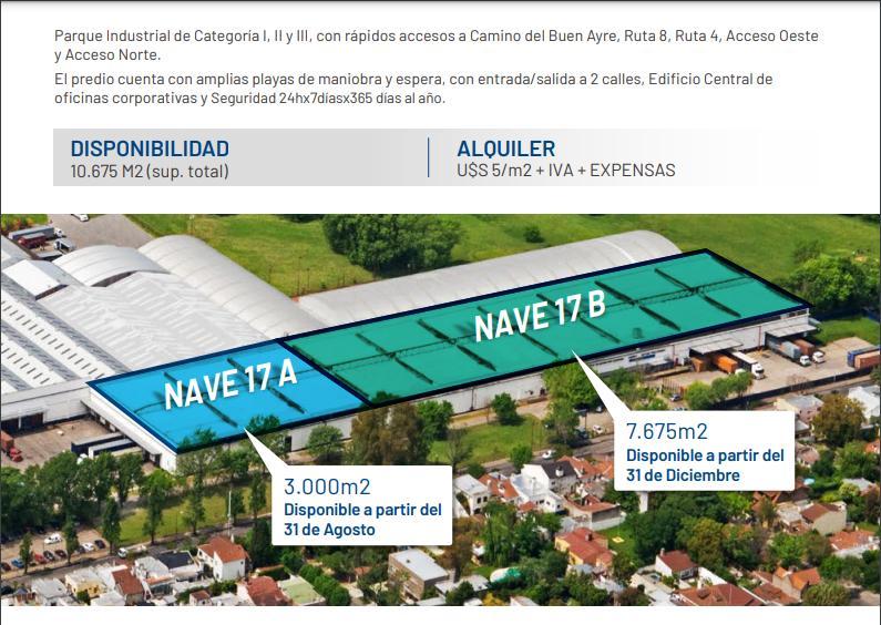 Alquiler Hurlingham 3000 m² / 7.675 m² / 10.675 m². 2