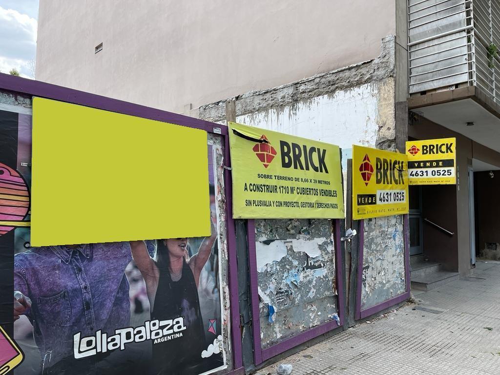 Lote de 8.66x39 m en Paysandu Al 1600 - a Construir 1710 m² Cub y Balcones - Villa Crespo 1