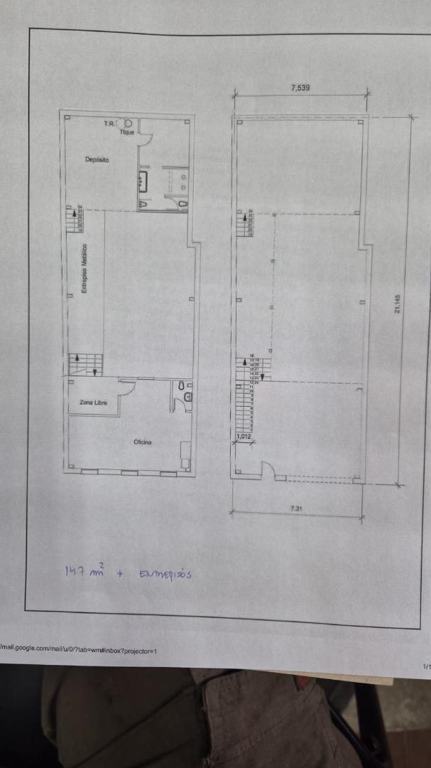 Exc Galpón muy buena conect oficinas, baños vest 255 m2 tot.