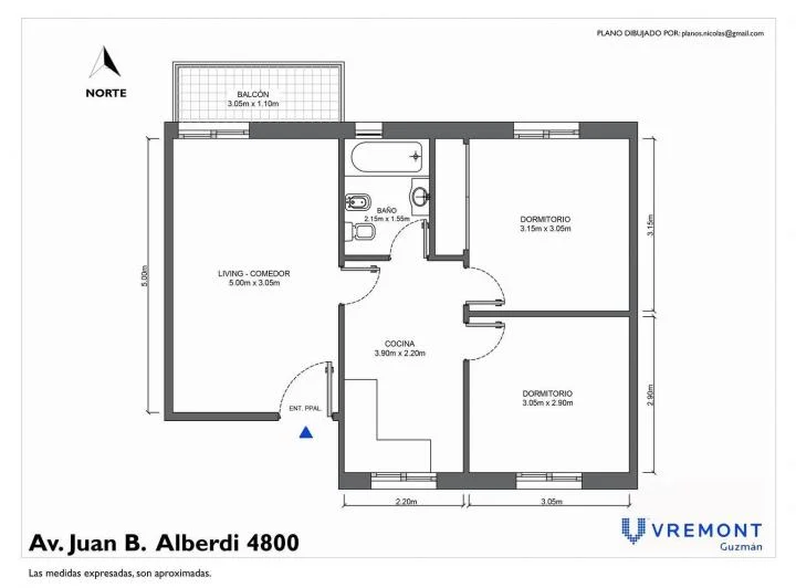Departamento de 3 ambientes con balcon al frente - P.Avellaneda
