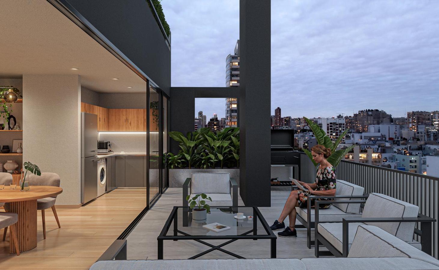 Comodo 2 ambientes en piso alto con amenities en Caballito