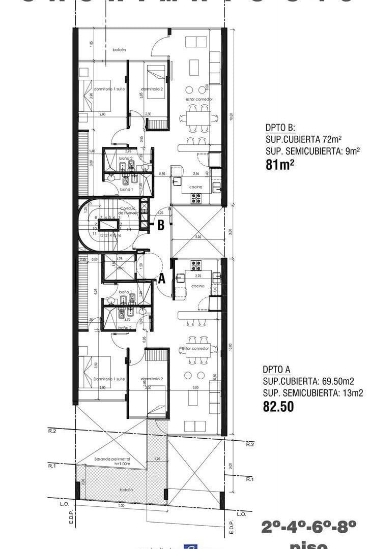 Unico 3 ambientes con balcon aterrazado cochera y amenities en Parque Chacabuco