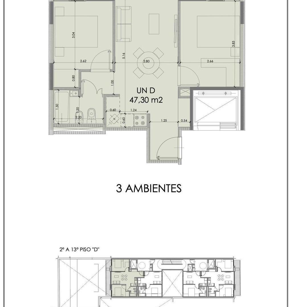3 ambientes con amenities y balcon al contrafrente en Caballito