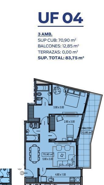 Departamento 3 ambientes con balcón full amenities en Caballito Norte - Cochera Opcional
