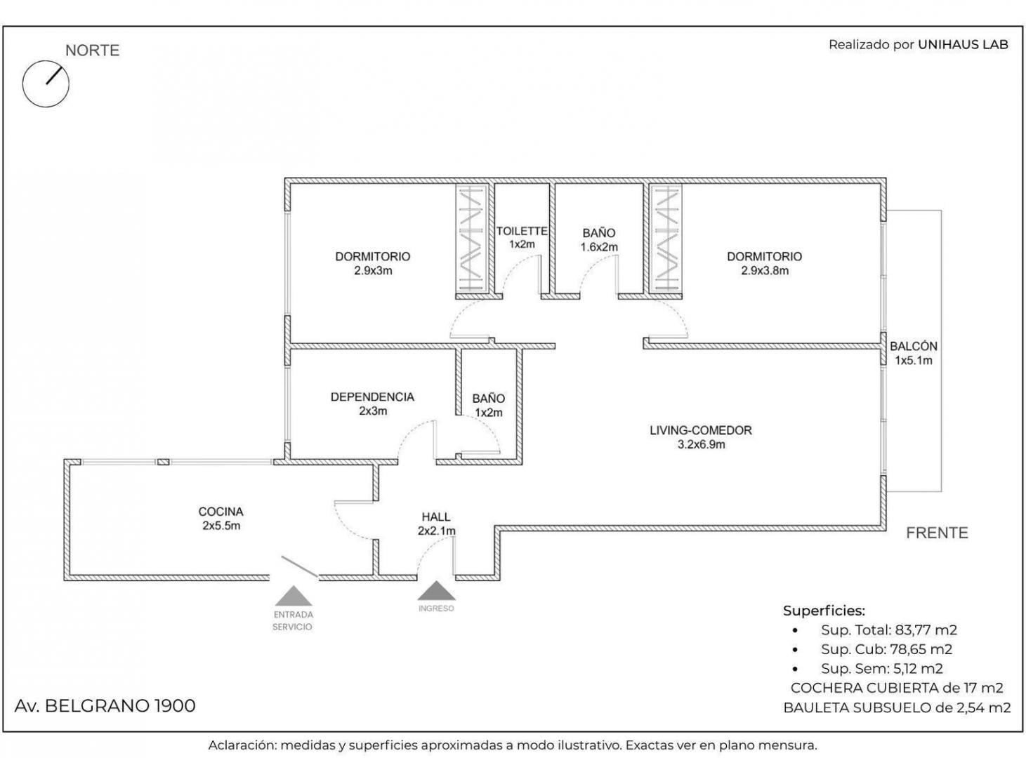 Departamento 4 ambientes CON COCHERA Piso alto al frente. Balcon. Venta