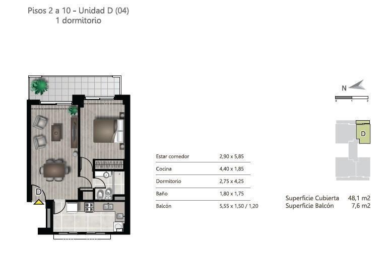 CORRIENTES AL 1200 VENTA DEPARTAMENTO 1 DORMITORIO CON PATIO EN ROSARIO