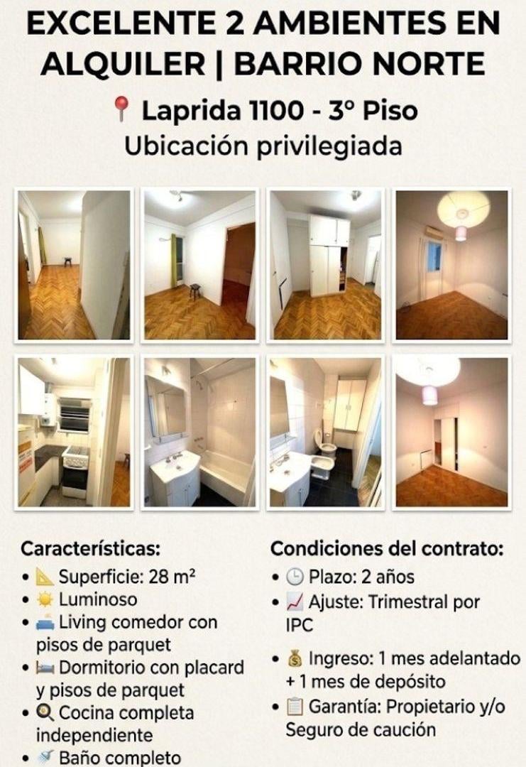 Foto de Departamento de 28 m² con 1 dormitorio en alquiler en Recoleta, imagen 1
