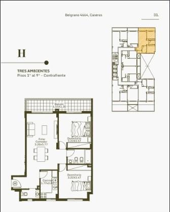 3 Amb. en Obra con Balcón Terraza y Toilette – Belgrano 4664 Caseros