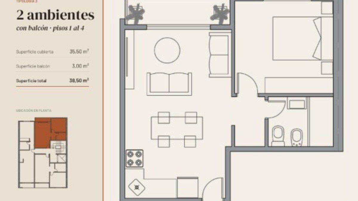 Foto de DEPARTAMENTO EN VENTA 2 AMBIENTES HAEDO CON FINANCIACION, imagen 5