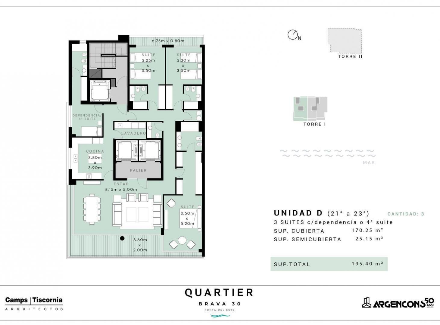 Departamento de 4 dormitorios en Quartier Brava 30 - Punta del Este