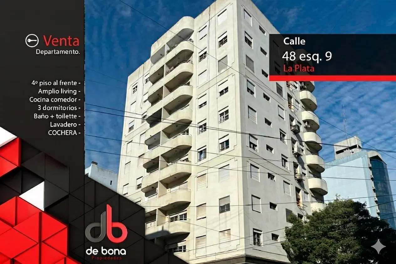 DEPARTAMENTO 3 dormitorios + COCHERA cubierta en VENTA, en La Plata. 3