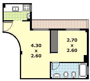 Alquiler de 2 ambientes con balcón piso octavo barrio Nuñez