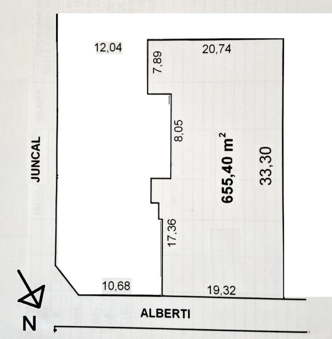 Lote 19x33m.Sup.655m2 Alberti e/Juncal y V. Montes