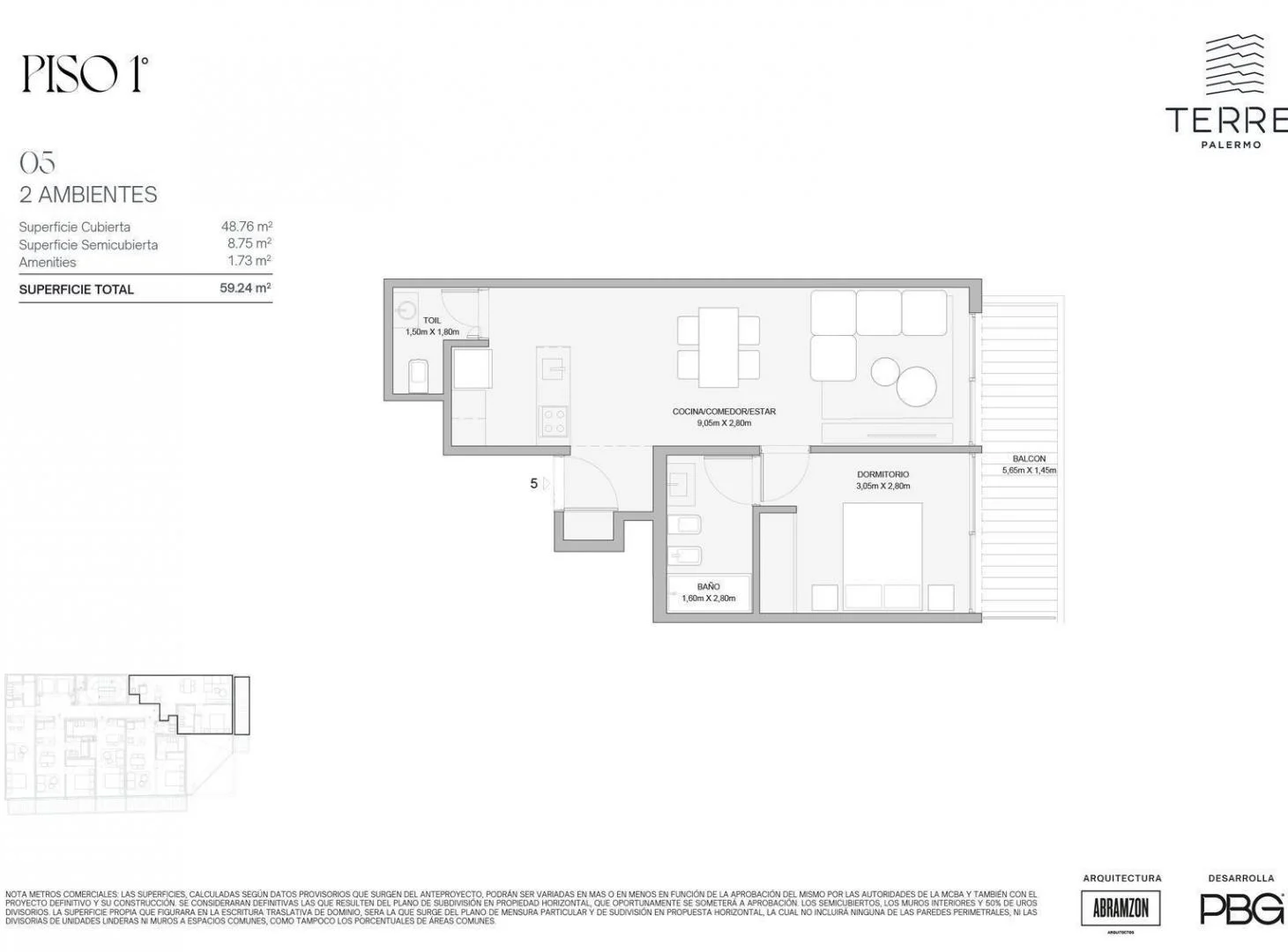Departamento en venta de 2 ambientes en Palermo Hollywood
