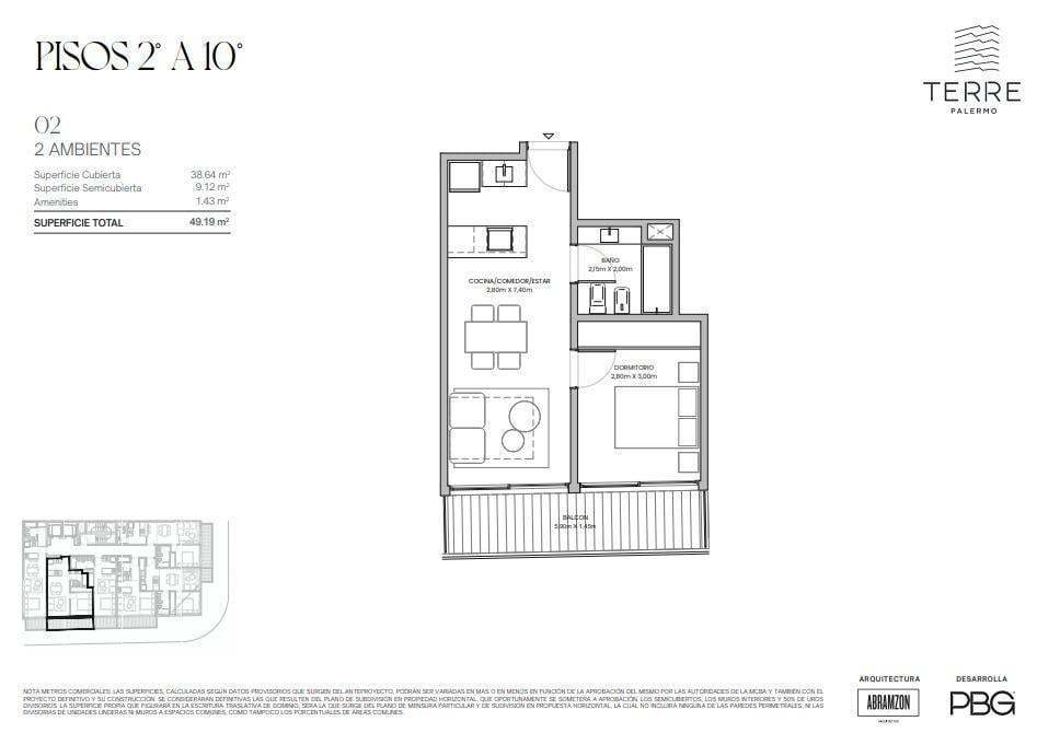Departamento en venta de 2 ambientes en Palermo Hollywood