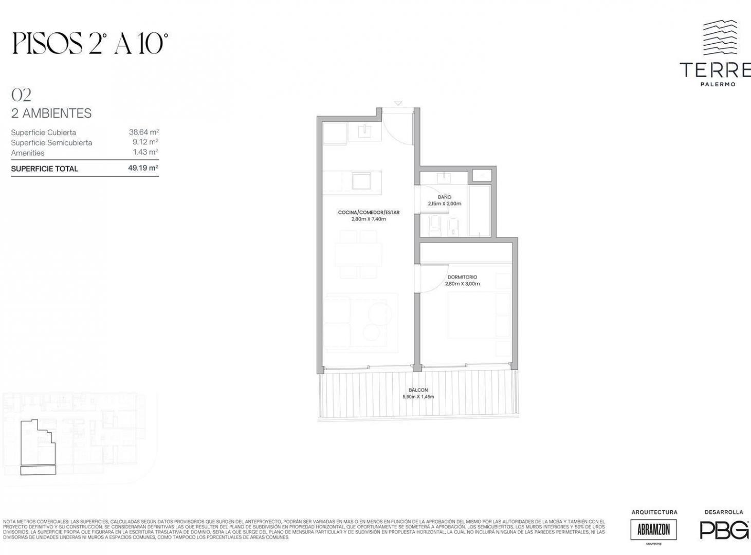Departamento en venta de 2 ambientes en Palermo Hollywood