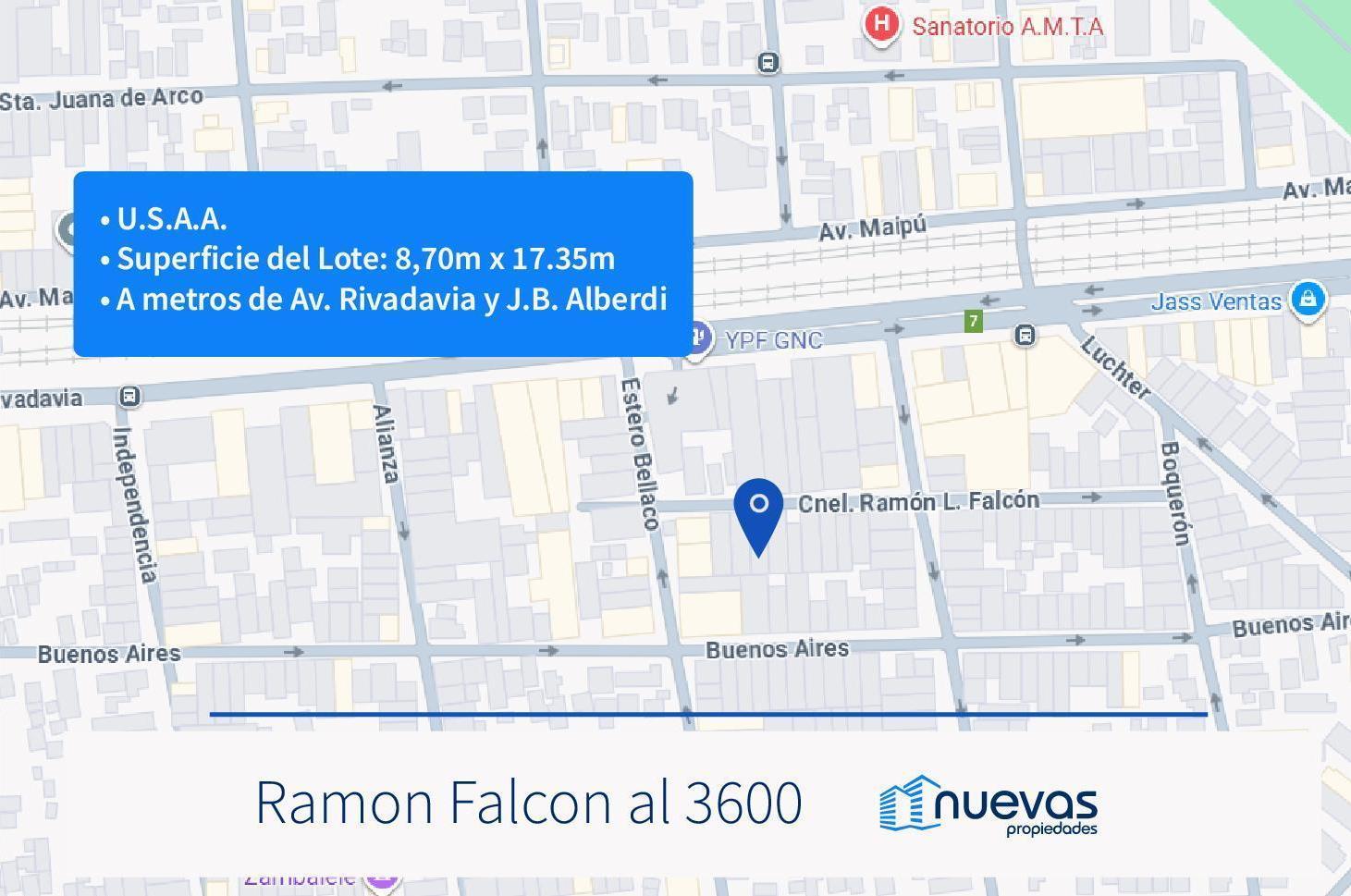 Terreno en Floresta - USAA - PB   7 pisos   2 retiros -150mts Av. Rivadavia