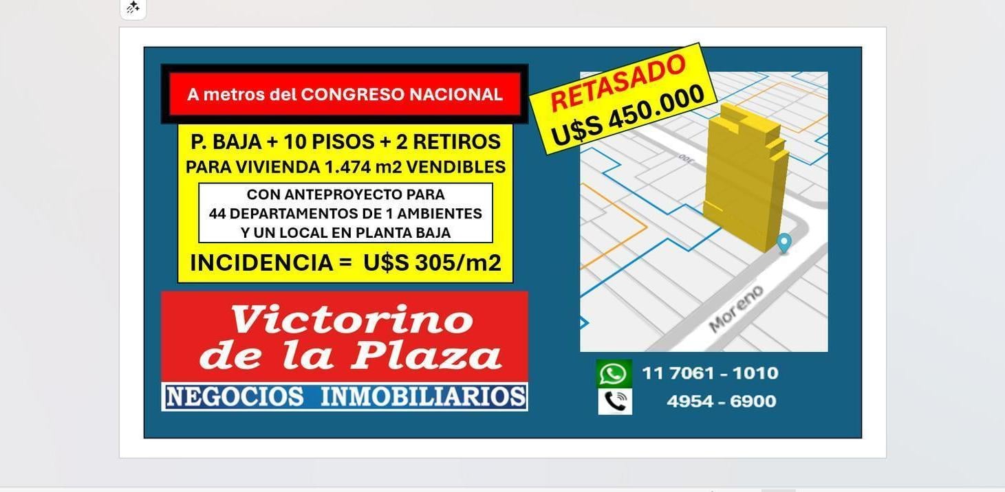 Foto de Terreno Venta Balvanera - PB 10 pisos 2 retiros - Incidencia D305/m2, imagen 1