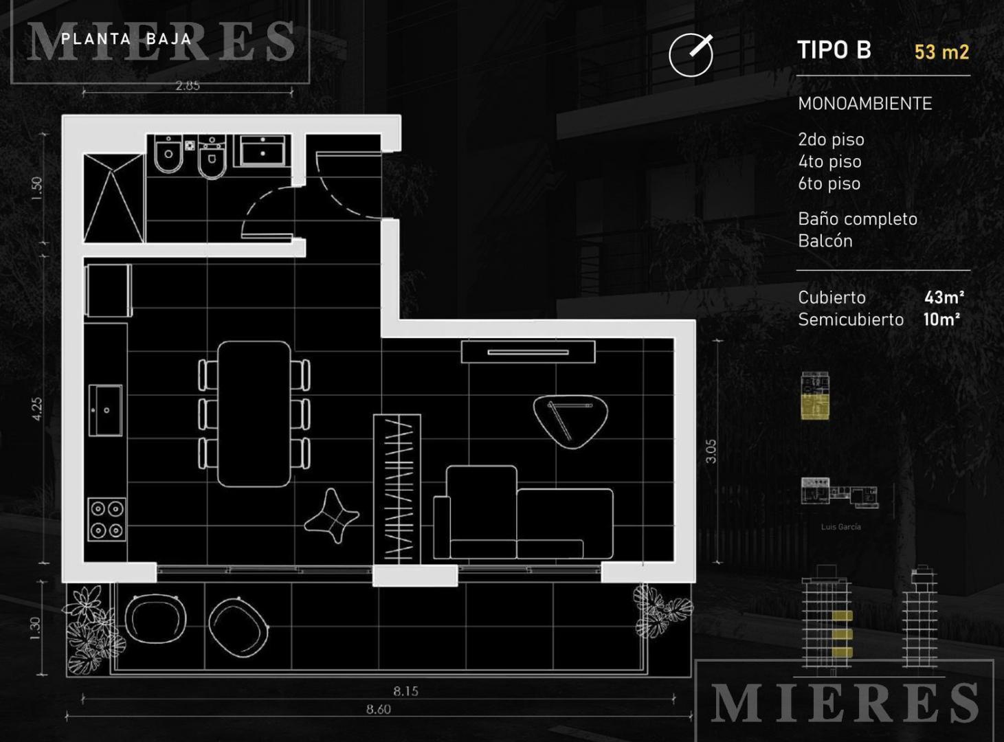 Departamento monoambiente en venta sobre Luis García - Tigre