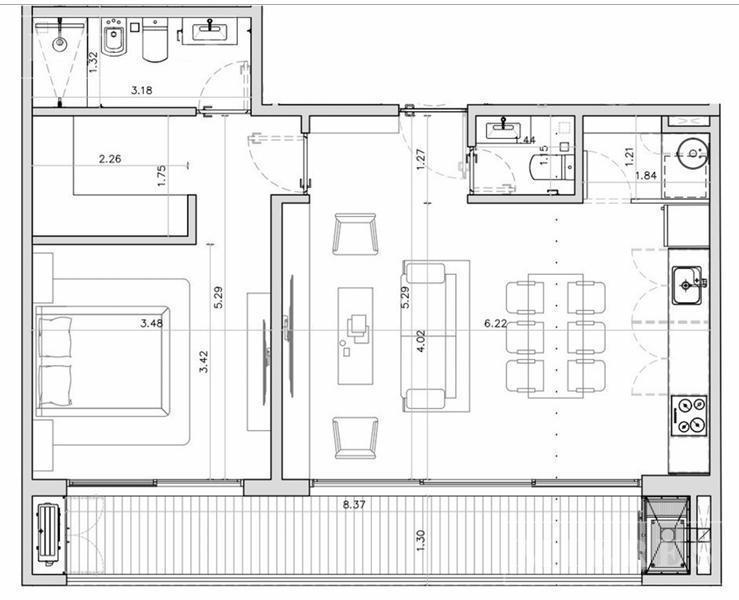 Departamento en venta 2 ambientes en Tigrevista Plaza.