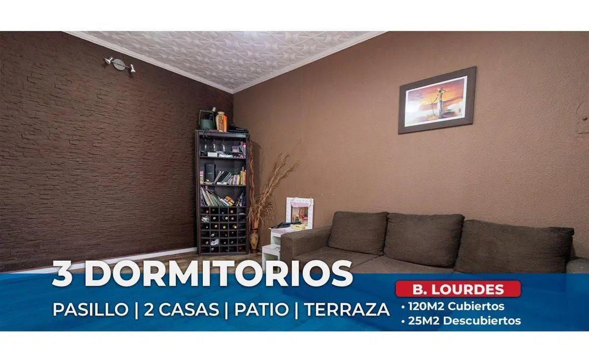 CASAS PASILLO EN VENTA 3 DORMITORIOS B. LOURDES 1