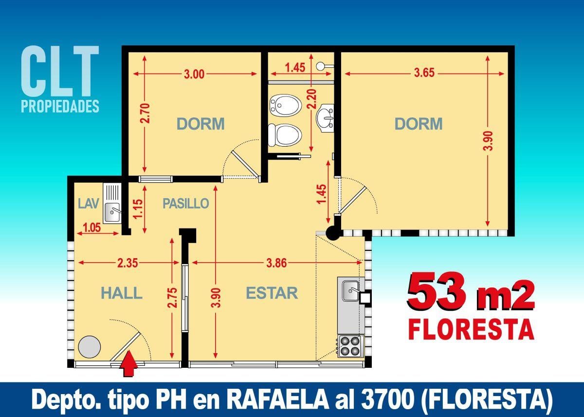 PH 3 AMB. - Tipo depto. (53 m2) (FLORESTA)