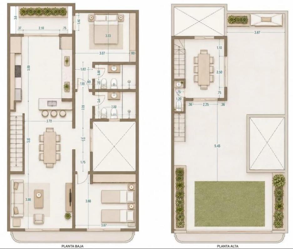 Tipo Casa con patio, terraza y cochera. Dos dormitorios y quincho en Villa del Parque
