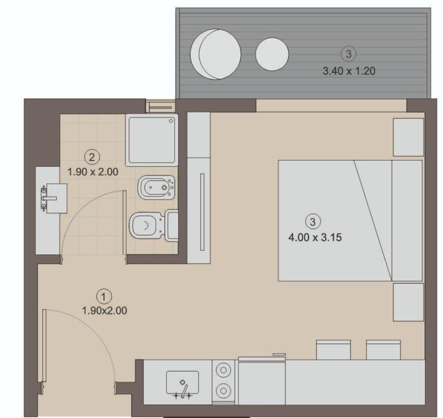 Foto de Departamento Monoambiente -VENTA- Amoblado- La Boca, imagen 4