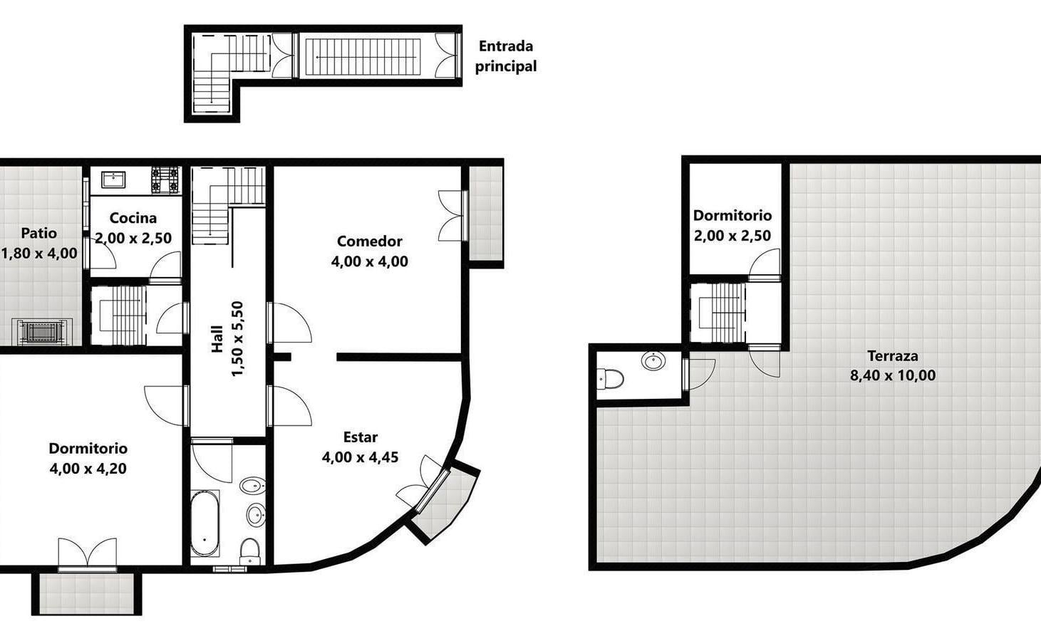 Cerviño y S. Ortiz. PH vivienda con terraza. Palermo